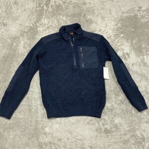 Bass Outdoor Navy Blue Knit Sweater Moonlit Ocean Half Zip Mens Size S NWT 6420